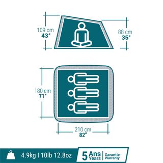 Tienda de campaña 3 personas Quechua 2 Seconds F&B