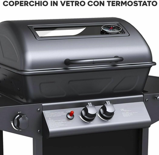Barbecue a Gas e Pietra Lavica 2 Fuochi Bruciatori