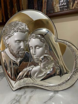 Quadro Sacra Famiglia Cuore Argento Oro