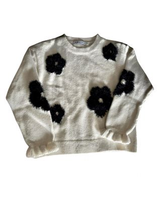 Primigi felpa bimba panna fiori neri 4 anni