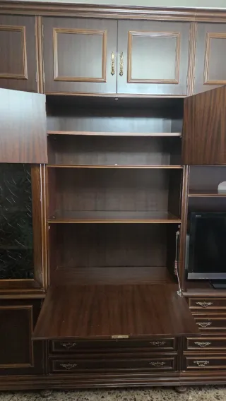 Librería madera y cristal años 60