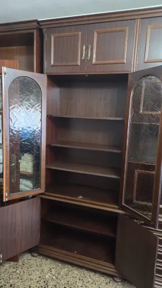 Librería madera y cristal años 60
