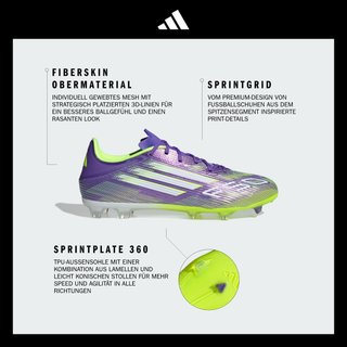 Botas de fútbol F50 League FG/MG Adulto Violeta/Amarillo