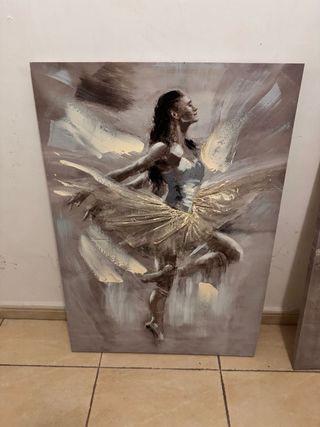 Cuadros Bailarinas Beige y Dorado