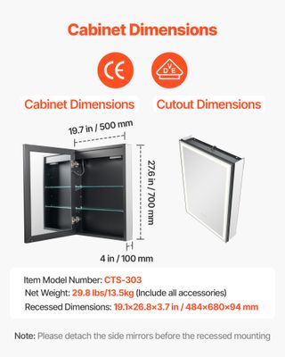 Armadietto per Medicinali Illuminato con Specchio