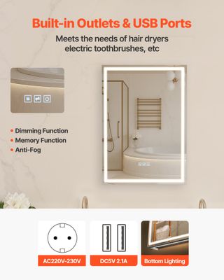 Armadietto per Medicinali Illuminato con Specchio