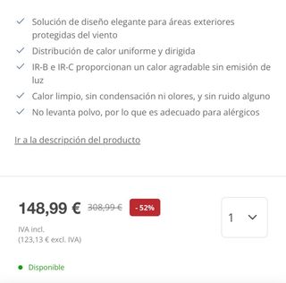 Radiador infrarrojo oscuro Trotec 1200W exterior