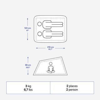 Tienda de campaña instantánea de 2 plazas, 2 Seconds