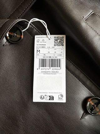 Chaqueta Maxi Solapas Efecto Piel Mango