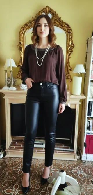 Blusa larga marrón MADE IN ITALY