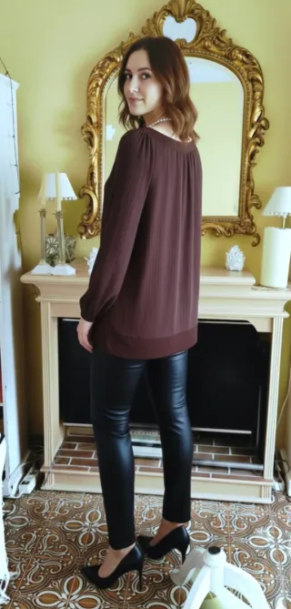 Blusa larga marrón MADE IN ITALY