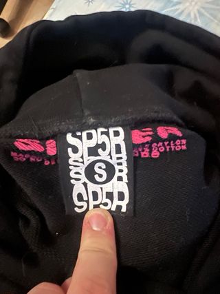 Felpa SP5DER nera con stampa ragno