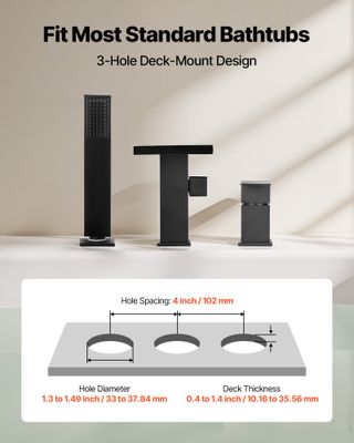 Rubinetto per Vasca da Bagno con 3 Fori Rubinetto