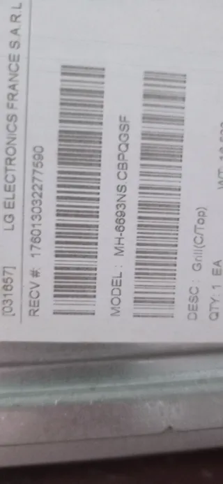 Microondas LG Plata roto.