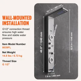 Sistema Pannello Doccia 6 Modalità Doccia LED