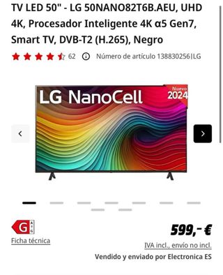 TV LED 50 LG 50NANO82T6B.AEU UHD 4K
