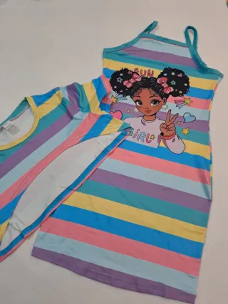 Abito bambina multicolor 8/9 anni 2 pezzi