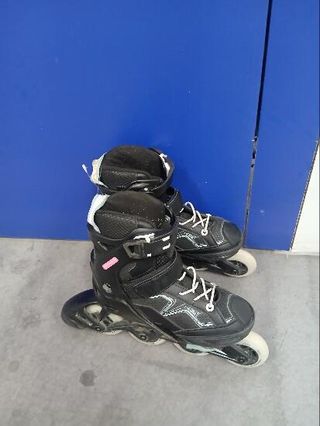 Patines Línea Niños Oxelo Roller Fitness Fit 3 Negro Caqui