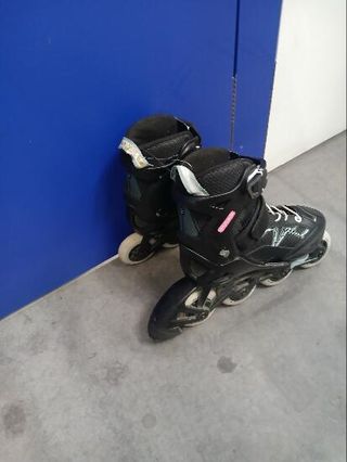 Patines Línea Niños Oxelo Roller Fitness Fit 3 Negro Caqui