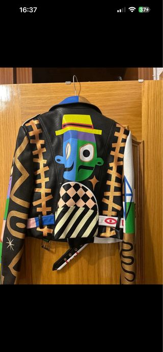 Chaqueta Biker Cuero Multicolor