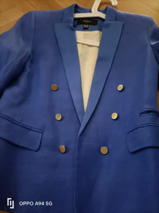 Giacca doppiopetto Mango blu e oro XS