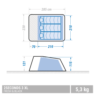 Tienda de campaña 3 personas Quechua 2 Seconds XL F&B