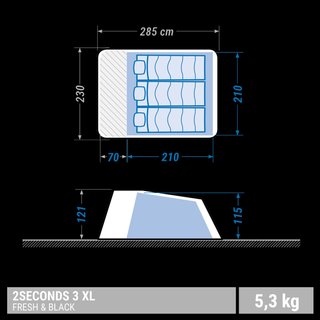 Tienda de campaña 3 personas Quechua 2 Seconds XL F&B