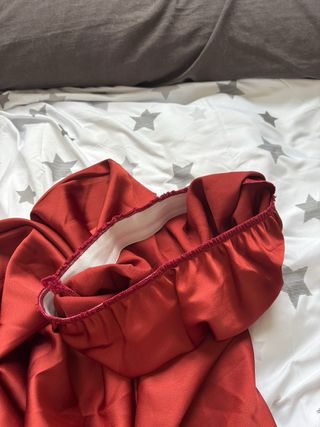 Falda larga satén rojo