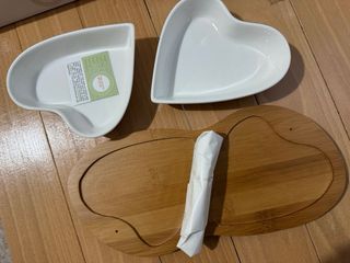 Antipastiera Brandani 2 cuori legno ceramica