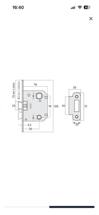 Picaporte tubular 70mm