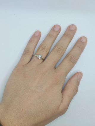 Solitario oro blanco 18k circonita, 2.19 g, T-15.