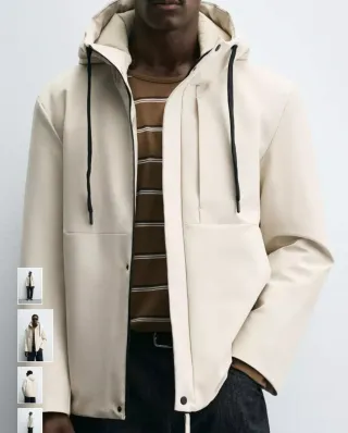 Cazadora Zara con capucha beige hombre