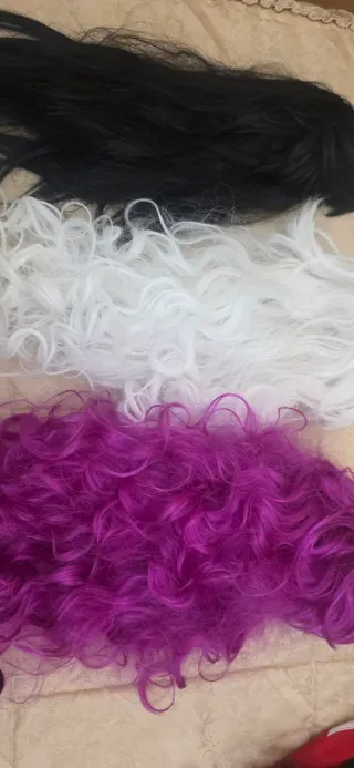 3 pelucas carnaval y vestido