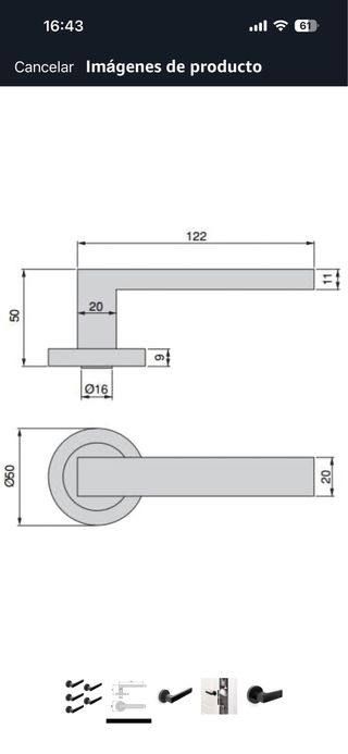 Maneta de puerta negra interior
