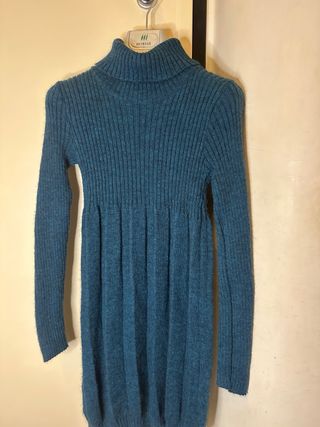 Vestito Maglia Blu Petrolio Lana M