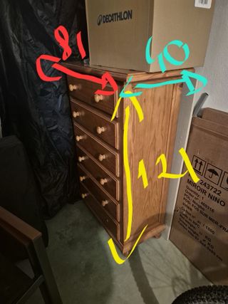 Cómoda de madera con 6 cajones