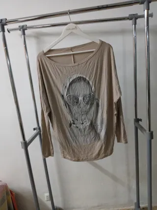 Blusa Natural Estampado Brillante Talla L