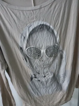 Blusa Natural Estampado Brillante Talla L