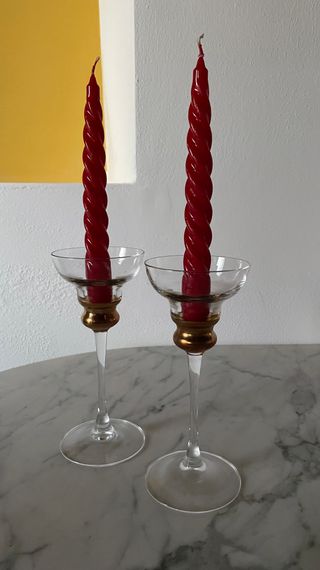 Coppia Portacandele in Vetro