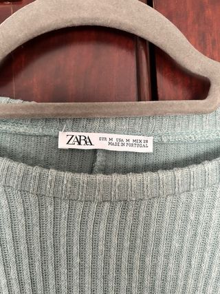 Jersey Zara canalé azul turquesa Talla M