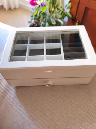 Joyero Madera y Cristal Blanco