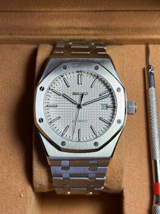 Seiko Mod Royal Oak 41mm Plata