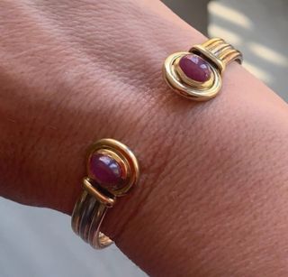 Pulsera Oro 18k con Piedras Rojas