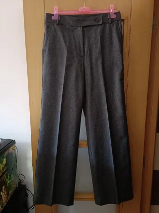 Pantalón lana Massimo Dutti gris marengo mujer
