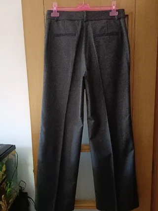 Pantalón lana Massimo Dutti gris marengo mujer