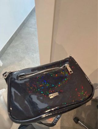 Bolso negro efecto purpurina