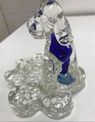 Cenicero Vintage Perro Cristal Azul