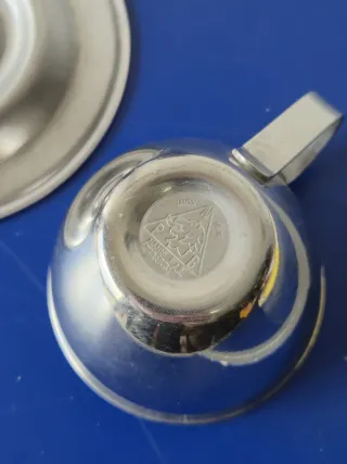 Set 6 Tazzine con Piattini Vintage in Acciaio Inox