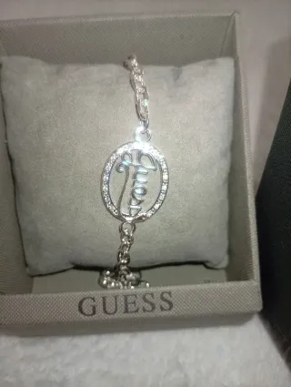 Pulsera Guess Plata y Rosa