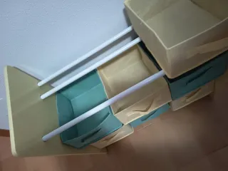 Cajonera Infantil Tela Beige y Turquesa